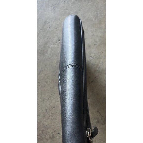 Coach Designer Black Gray Multi Pocket Flap Over Wallet Coin Zipper Pocket SZ 8” - Picture 13 of 16